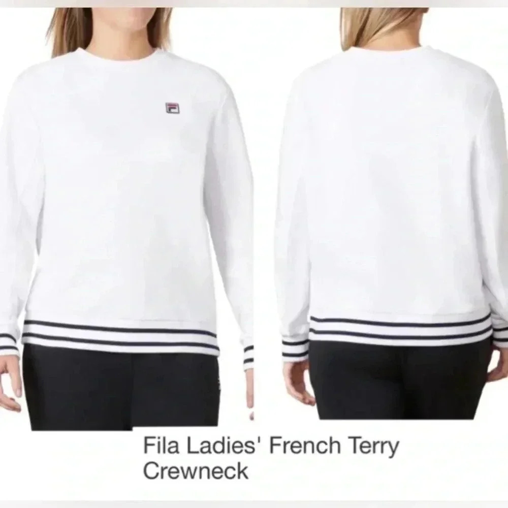 🆕Fila Ladies French Terry Crewneck Sweatshirt White L🆕
